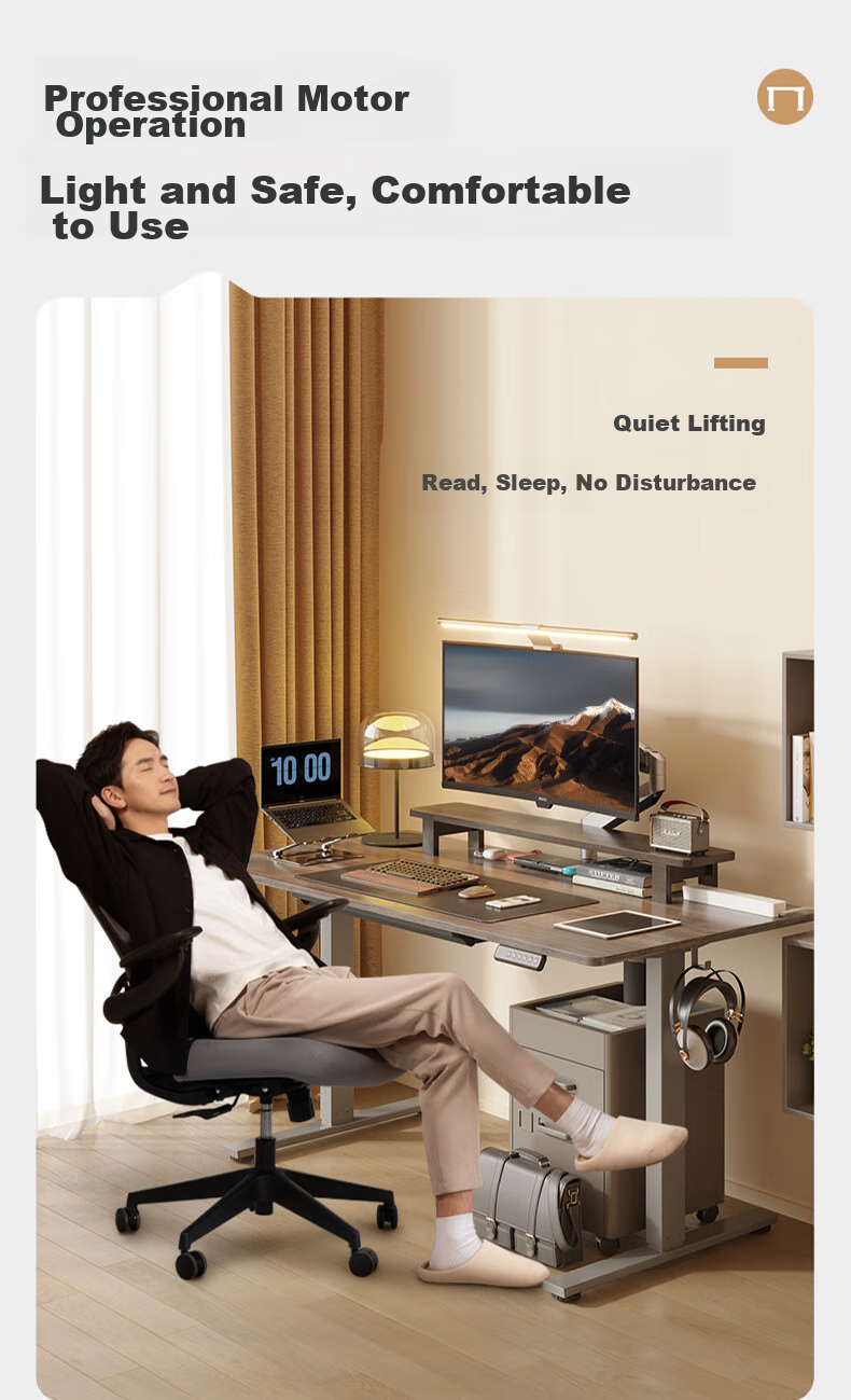 Электрический регулируемый по высоте стол Loctek E2 Gray Walnut, 1.4м, для работы и учебы