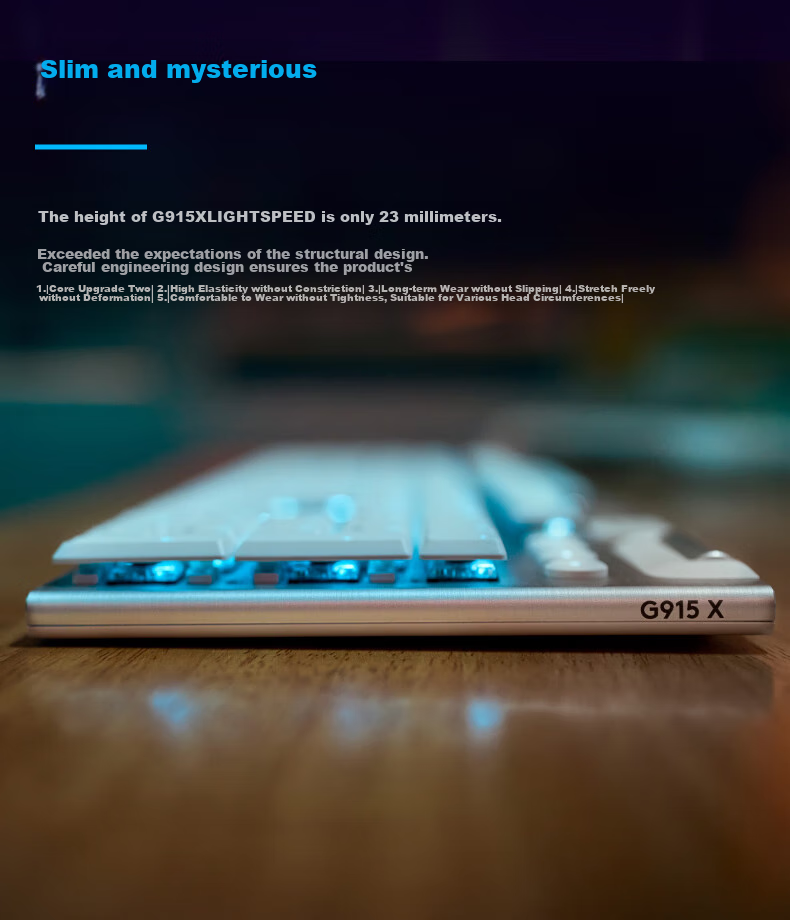 Игровая клавиатура Logitech G G915 X LIGHTSPEED Wireless White-T, механическая, низкопрофильная, беспроводная, с подсветкой RGB