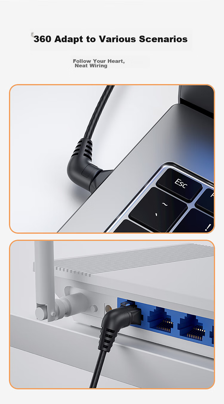 Сетевой кабель CABLE CREATION CL0372, тонкий CAT6A, 10 Гбит/с, 360-градусный правый угол, 1 м