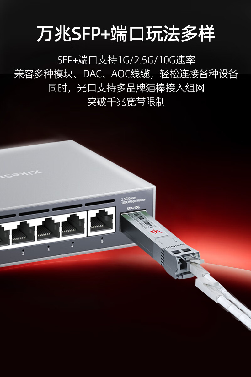 Сетевой управляемый коммутатор Xike SKS3200-5E1X, 5 портов 2.5G Ethernet + 1 порт 10G SFP+, алюминиевый корпус, без PoE