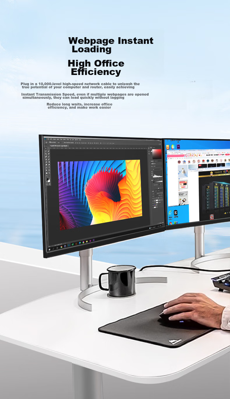 Сетевой кабель WANJEED Cat6 Ethernet, гигабитный высокоскоростной, 8-жильный витой, для домашней сети, мониторинга, широкополосный патч-корд, черный, 0.5 метра