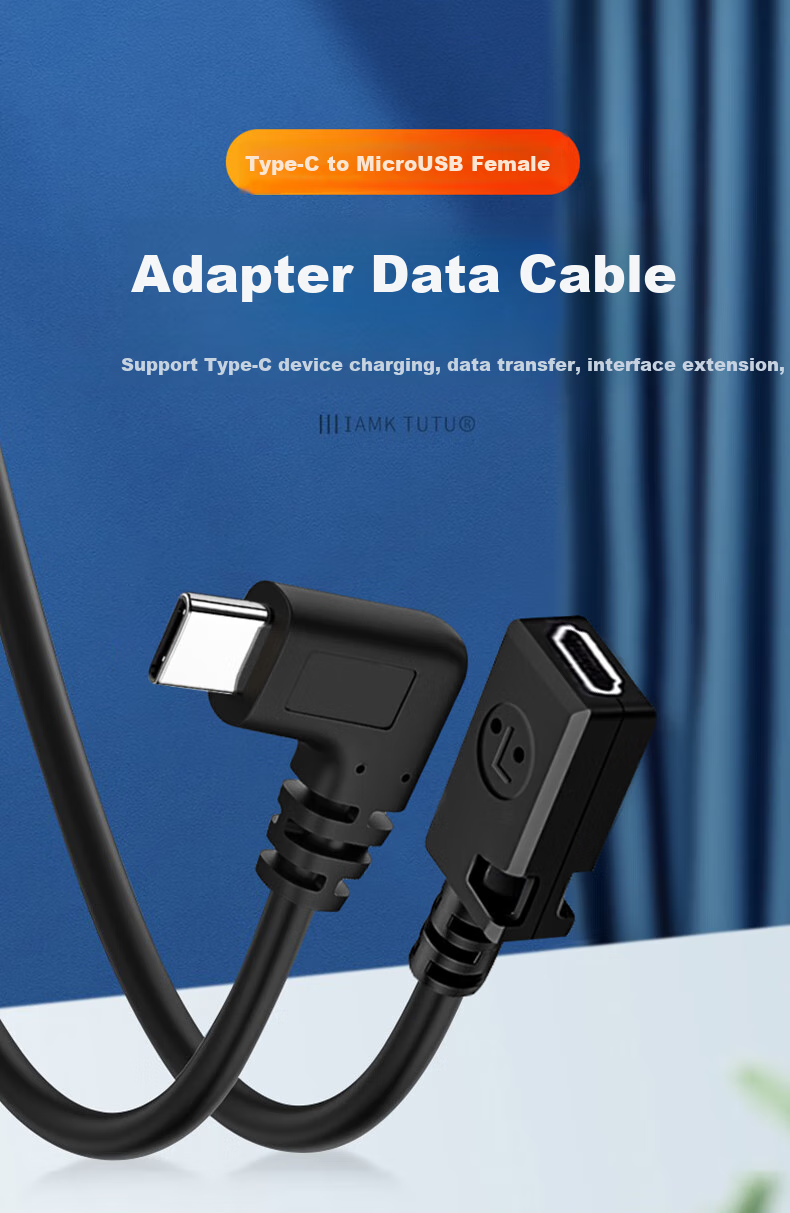 Адаптер BURLEFRAN Micro USB (розетка) на Type-C (штекер) 90-градусный