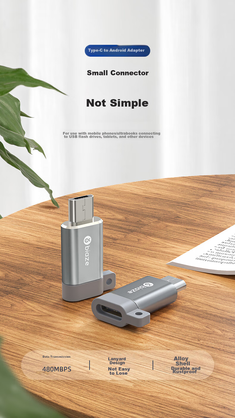 Переходник BIAZE Type-C на Micro USB OTG, конвертер данных USB-C для Android