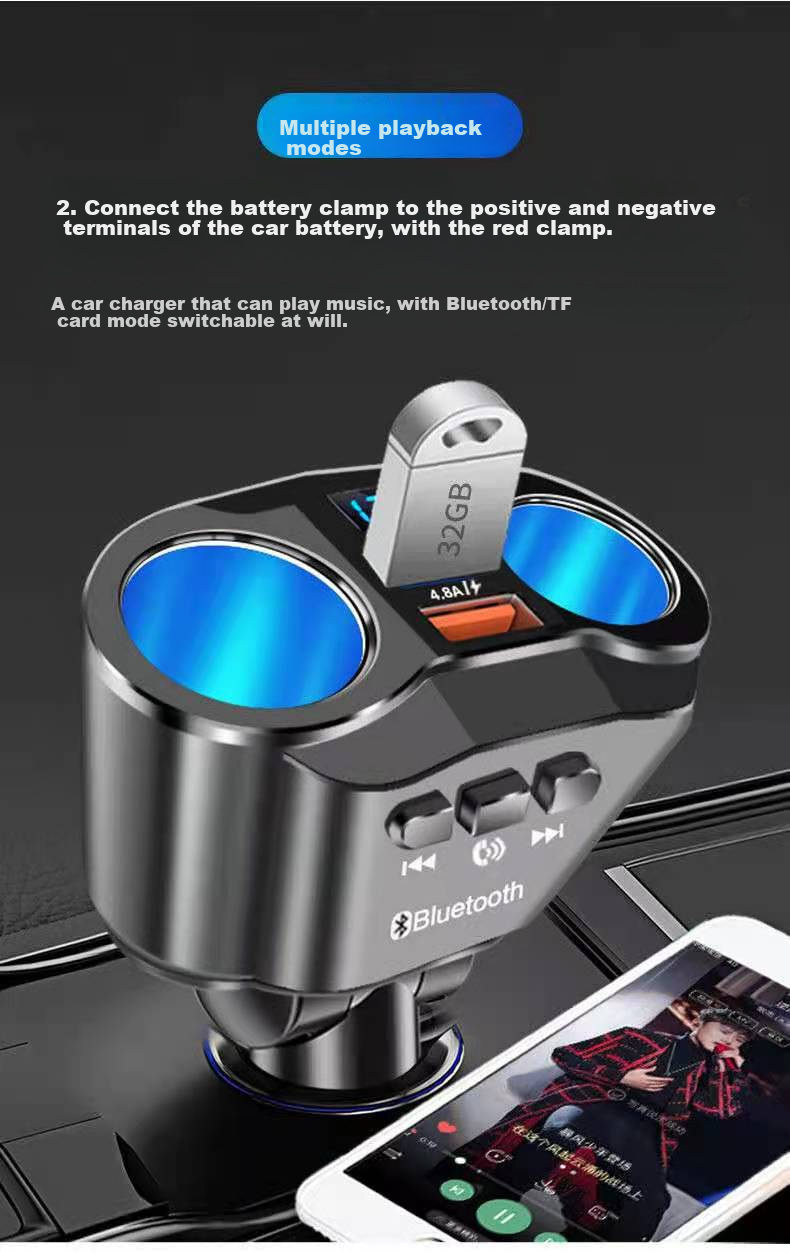 Автомобильное зарядное устройство Kylie GSF-002, MP3 Bluetooth-плеер, черный, складная модель с цифровым дисплеем, 24 Вт быстрой зарядки