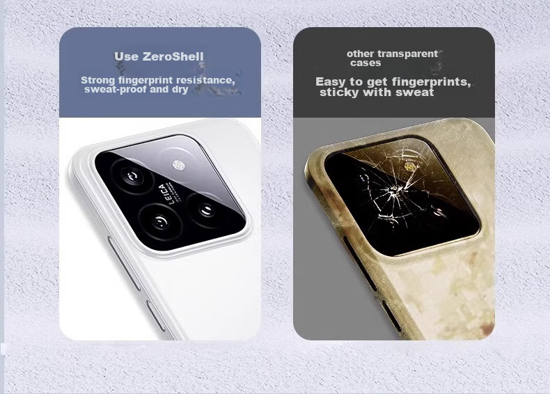 Чехол-накладка EDDGA Ultra-Thin Frosted для Xiaomi 14, противоударный, приятный на ощупь, полупрозрачный белый