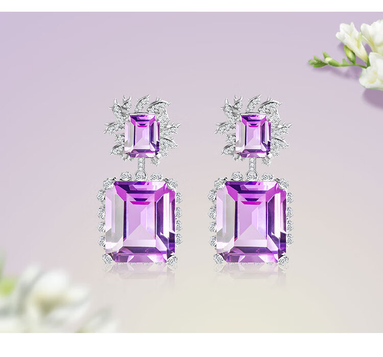 Серьги JOLEE из серебра 925 пробы с натуральным аметистом и цветными камнями, модные роскошные ювелирные серьги для женщин, подарок на День Святого Валентина