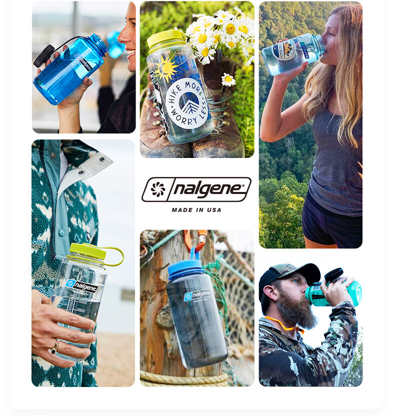 Бутылка для воды Nalgene, 1л, синяя, пластиковая, для спорта и фитнеса, с крышкой и ручкой