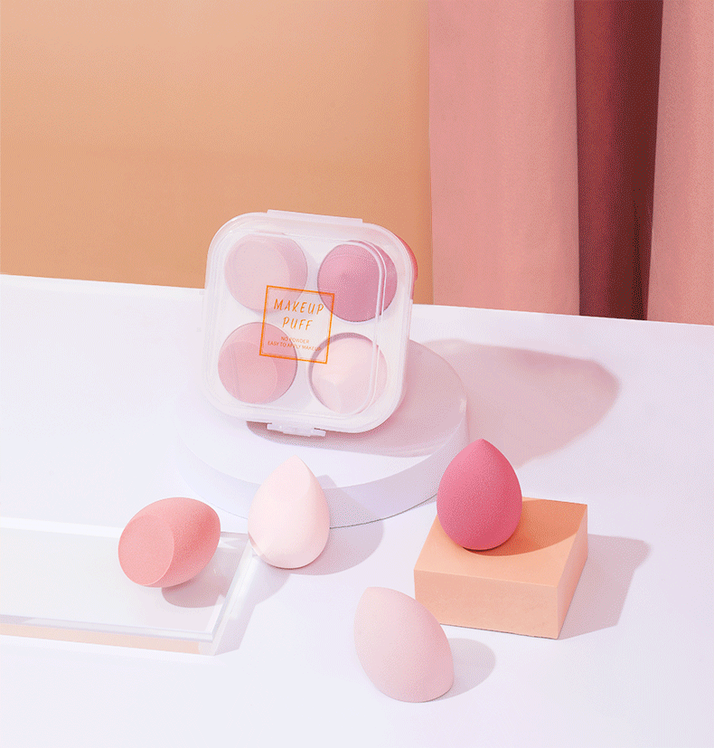 Косметичка "Клубничное суфле" Beautyegg, набор из 4 штук, без впитывания пудры, для макияжа