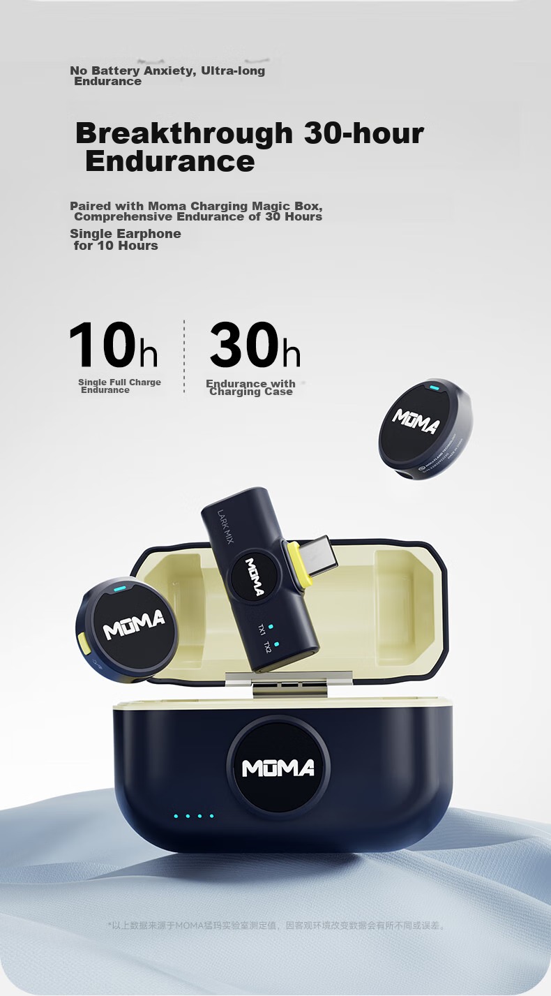 MOMA LARK MIX Беспроводной петличный микрофон для прямых трансляций, интервью и записи, с шумоподавлением, двойной канал