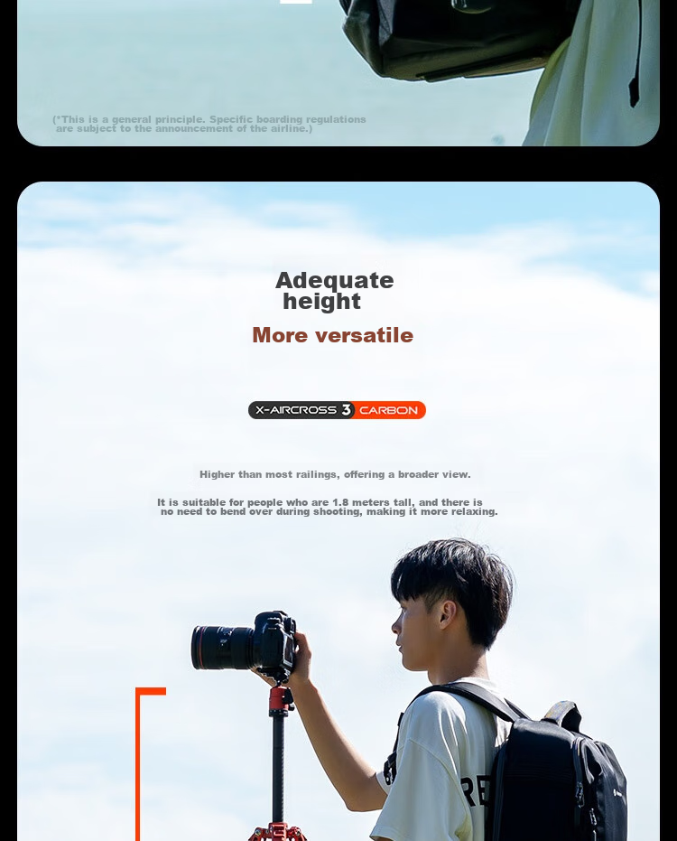 Штатив Fotopro Air 3 Dual Panoramic из углеродного волокна для беззеркальных и зеркальных фото- и видеокамер, цвет "Пламенный оранжевый"
