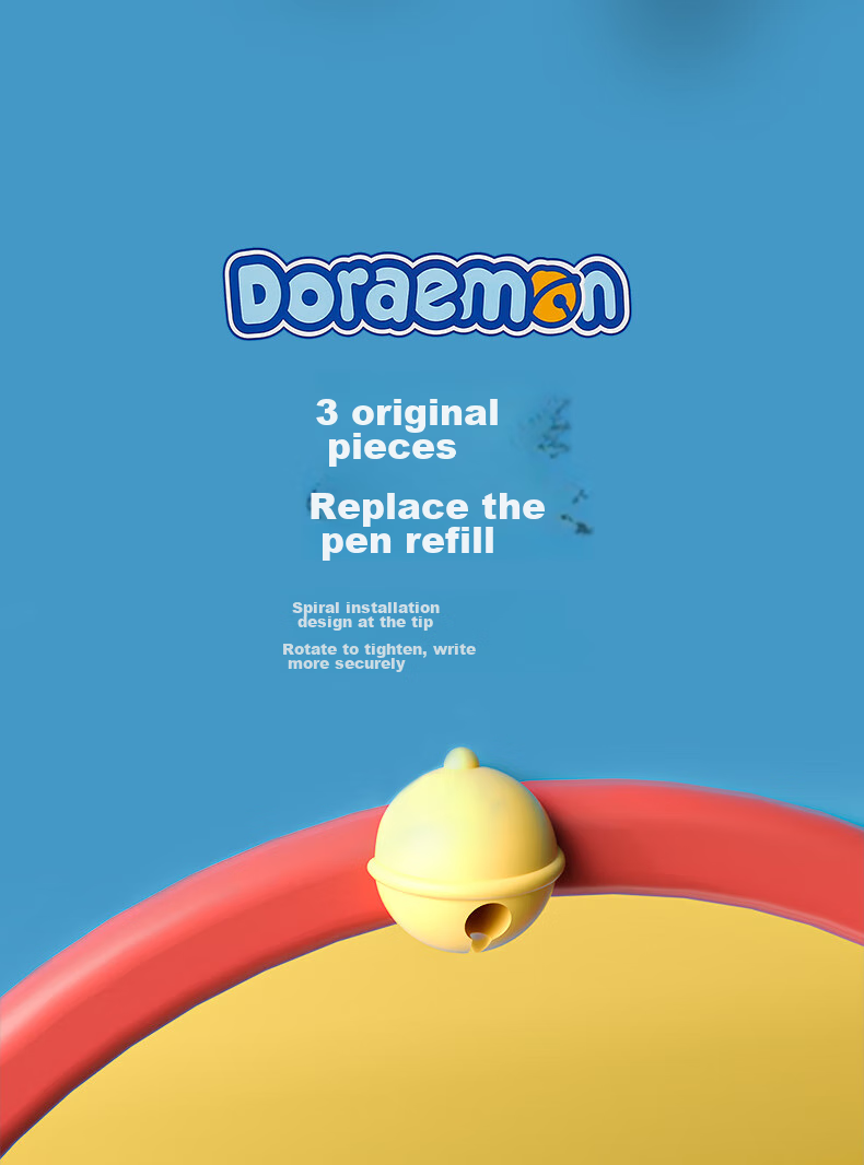 Набор шариковых ручек Pimio Doraemon, подарочный набор, 0.5 мм, металлический корпус, черный стержень, белый цвет
