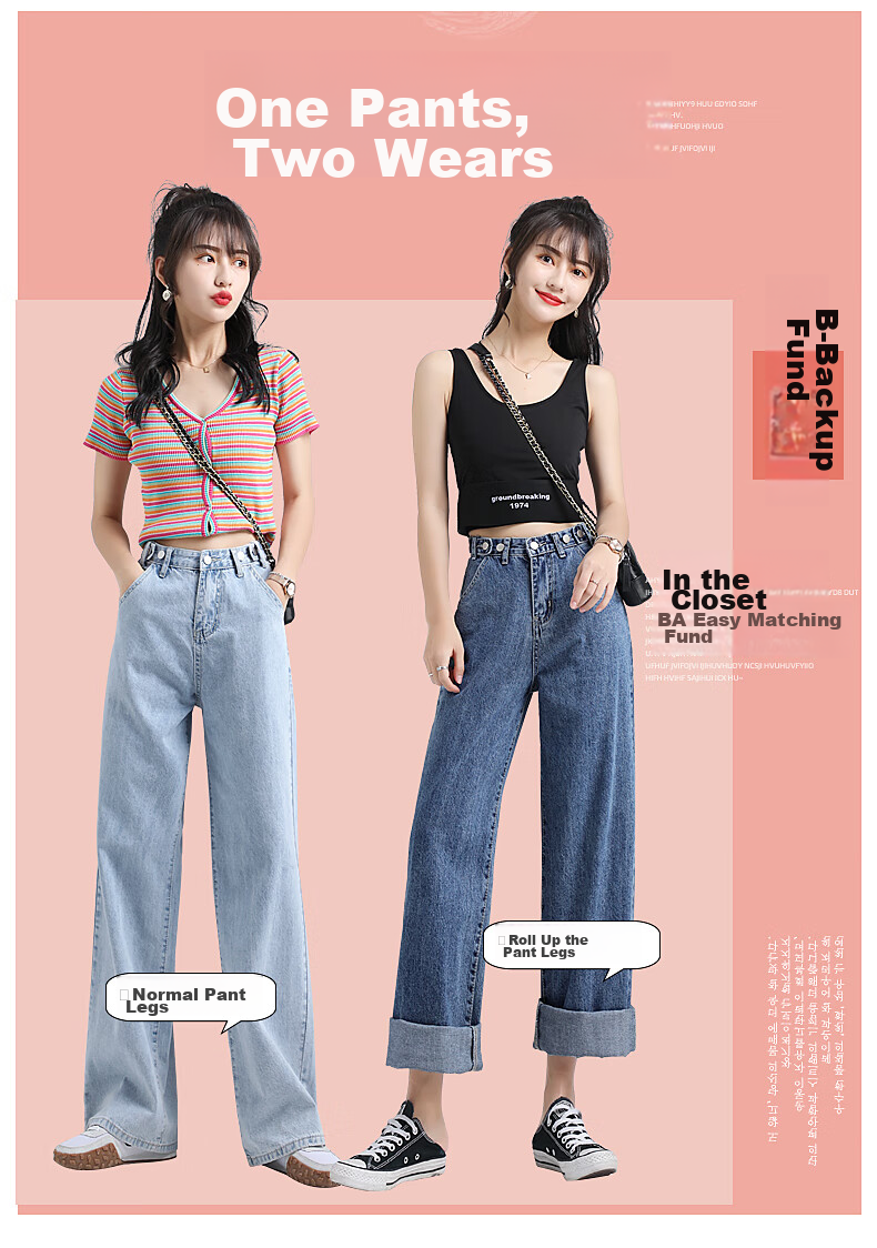 Джинсы Jeanswest Женские, 2025 Осень, Широкие штанины с высокой талией, Модные свободные брюки, Темно-синие, Размер XL