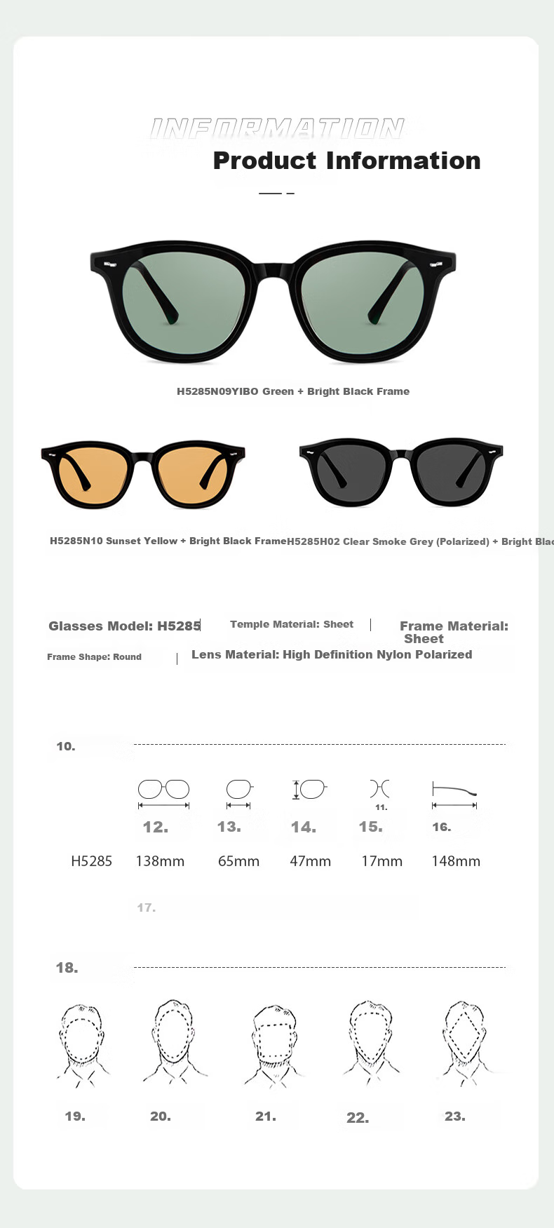 HELEN KELLER Polarized Sunglasses, Retro Small Frame, for Men And Women, Driving-Specific, UV Protection, H5285H02