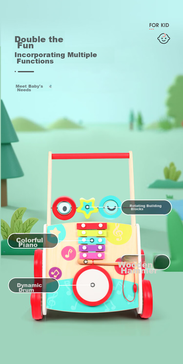 Развивающий музыкальный игровой центр Hape E0383 для детей от 10 месяцев, деревянный, с пианино, барабаном и блоками, разноцветный