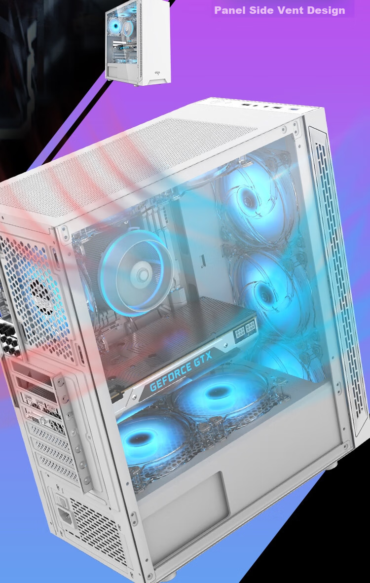Компьютерный корпус Aigo A15 White, ATX, Mini-ITX, mATX, боковое окно, поддержка ATX, USB 3.0, радиатор 240 мм, широкий корпус
