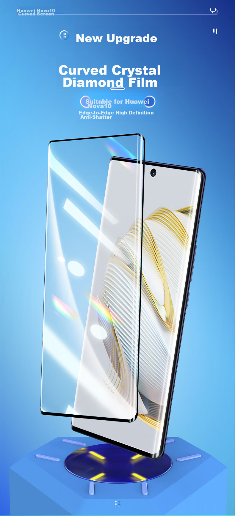Защитное стекло LLUNC для Huawei Nova 10, ультратонкое, полное покрытие, высокая четкость, защита от падений и отпечатков пальцев