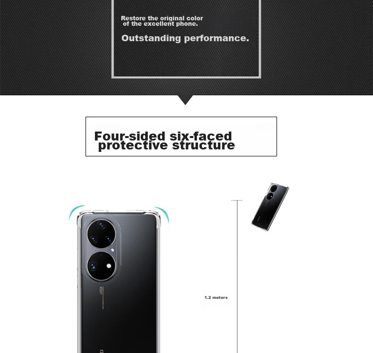 Чехол ESCASE для Huawei P50 Pro, полный охват, защита от падения, противоударный, анти-желтый, немецкий импортный TPU Bayer, высокая прозрачность