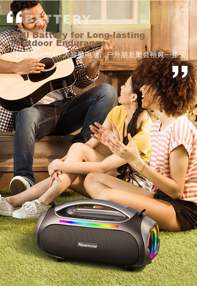 Портативная Bluetooth-колонка Newmine N515, 60 Вт, для улицы и кемпинга, с мощным сабвуфером, беспроводная, водонепроницаемая