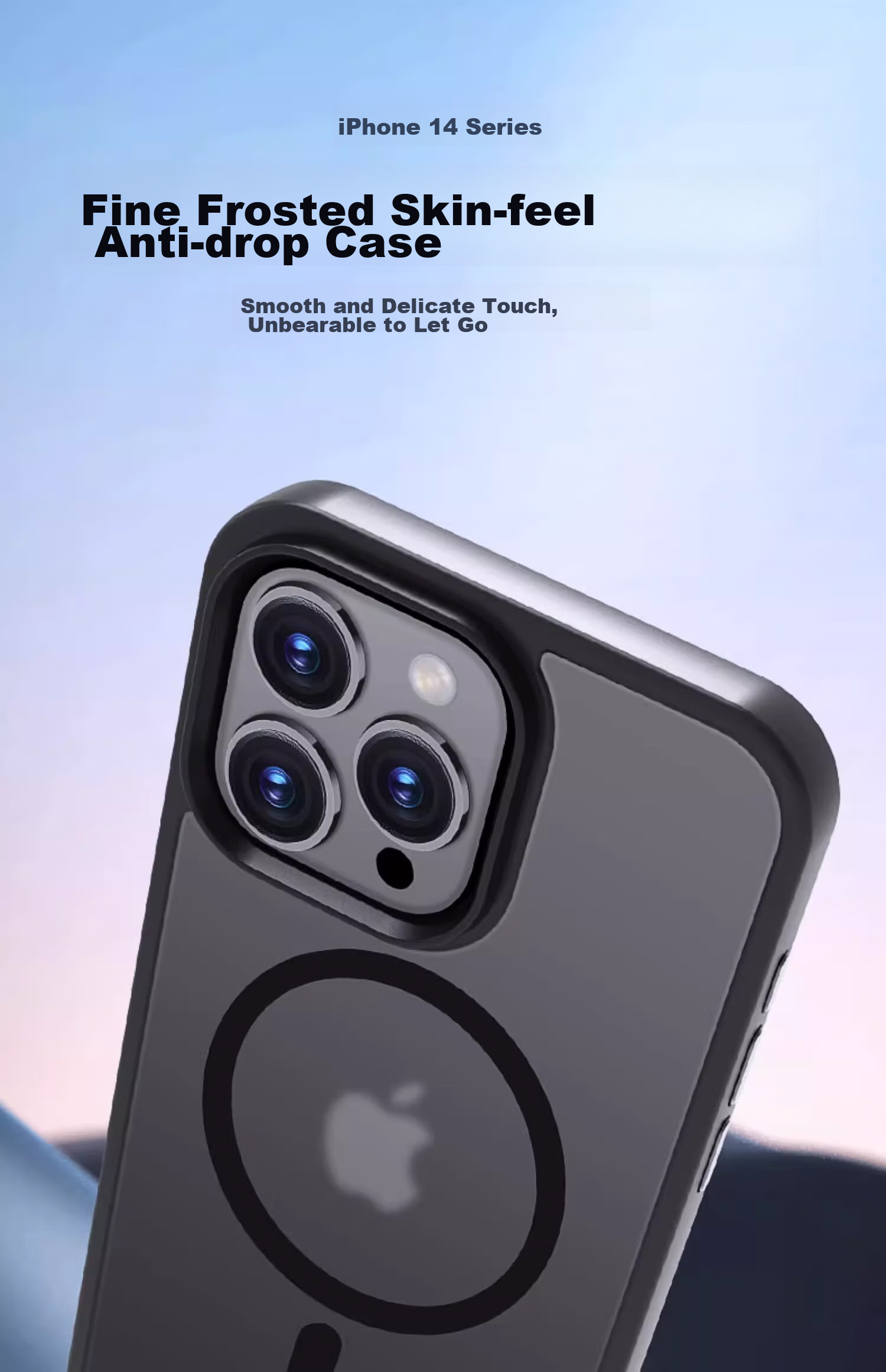 Чехол ZHIWEISHI для Apple iPhone 14 Pro Max, Skin-Feel Magnetic, ультратонкий, противоударный, с матовым покрытием, полуночный черный