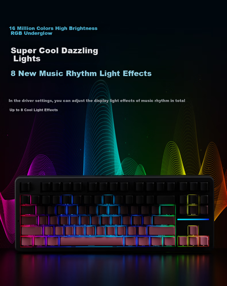 Беспроводная механическая клавиатура EWEADN X87 Ultra, 87 клавиш, RGB подсветка, Bluetooth, USB Type-C, белый