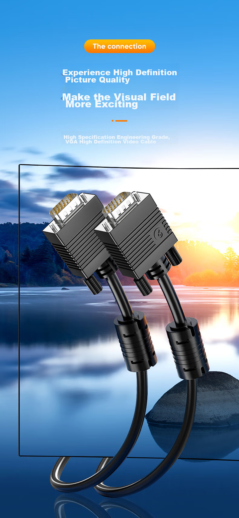 Кабель BIAZE VGA 3+6 Engineering-Grade, 5 метров, для подключения к монитору, проектору, ноутбуку, ТВ