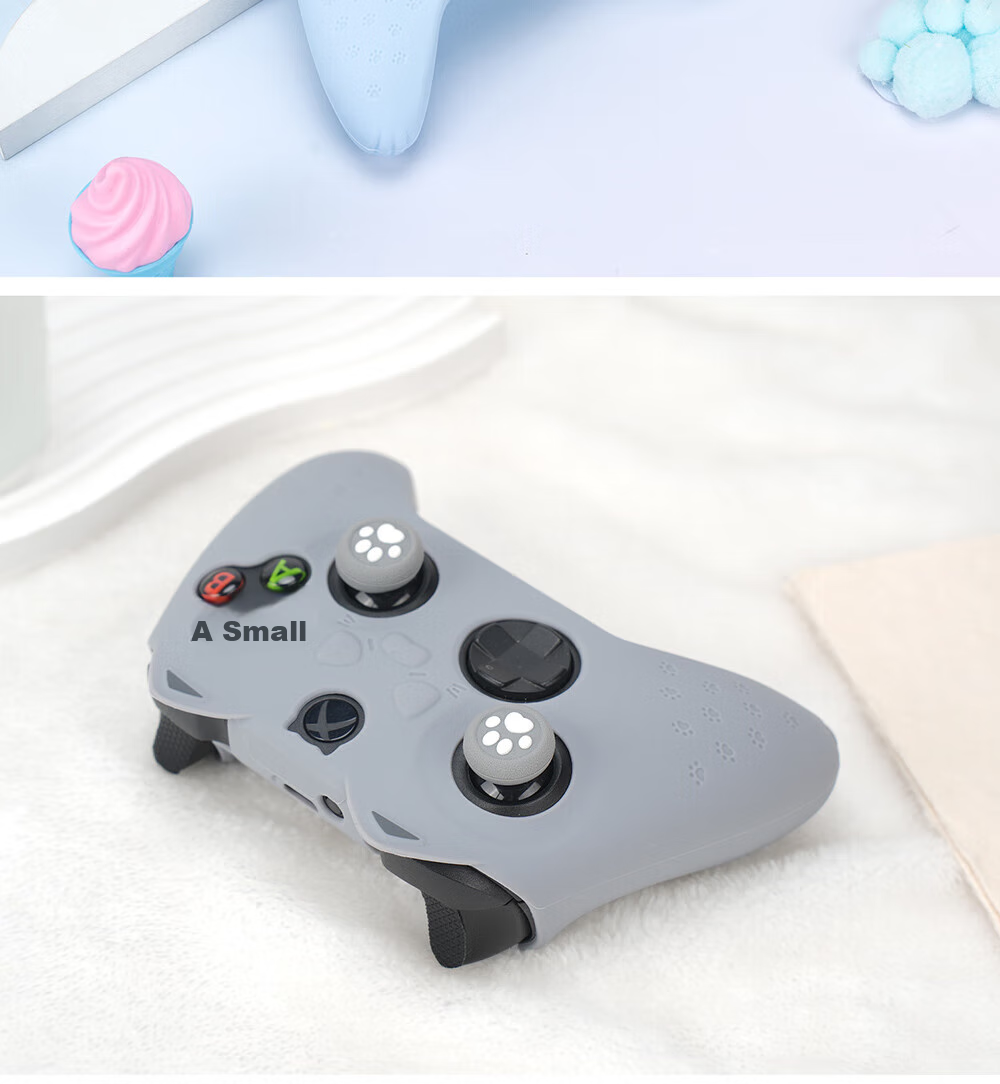 Чехол для геймпада Jixiang Xbox, зеленый, силиконовый, с колпачками для джойстика в виде кошачьей лапы