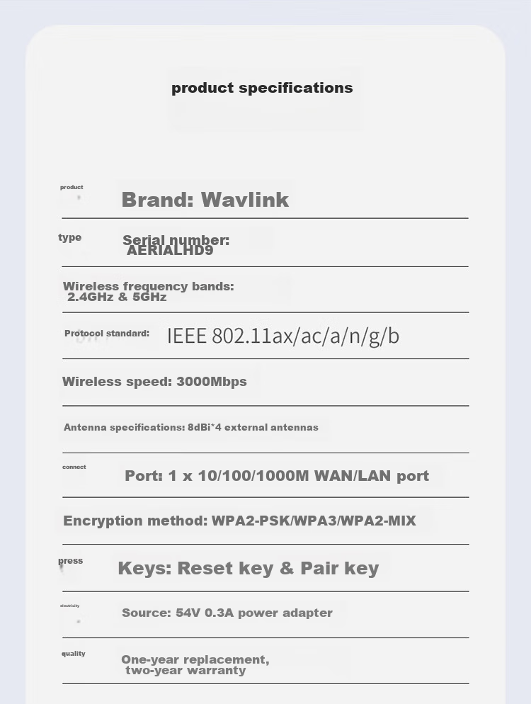 Wavlink AERIAL HD9 AX3000 WiFi 6 уличный маршрутизатор, двухдиапазонный беспроводной мост высокой мощности, всенаправленное покрытие, базовая станция WiFi для наружного видеотрансляции и сетевых зон