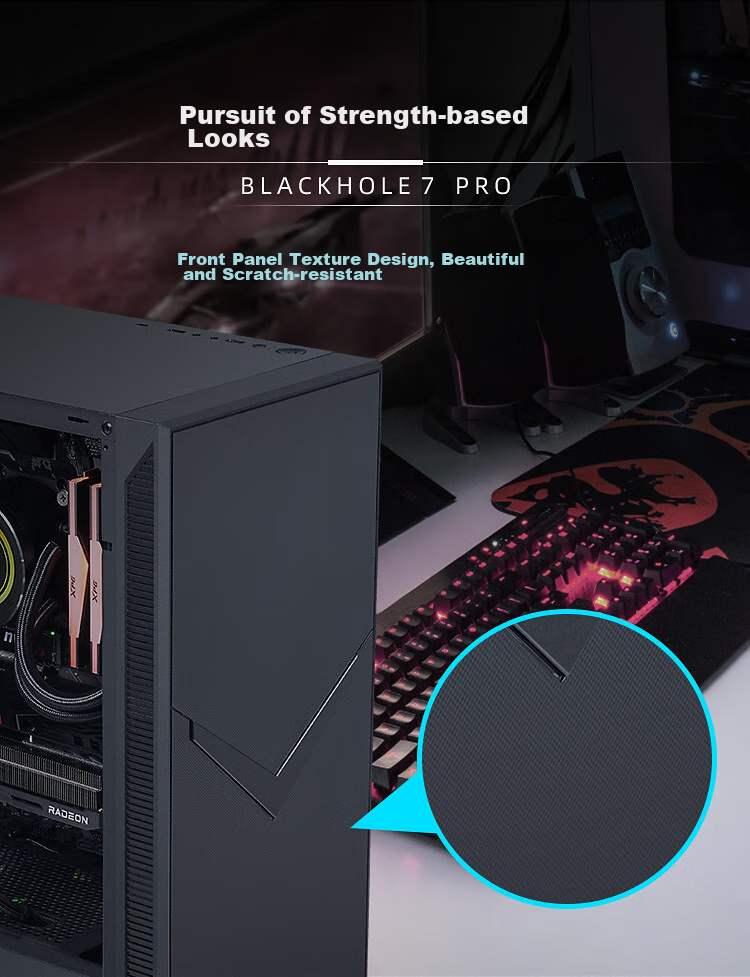 Компьютерный корпус SAMA Black Hole 7pro Mid-Tower, звукопоглощающий, шумоподавляющий, черный