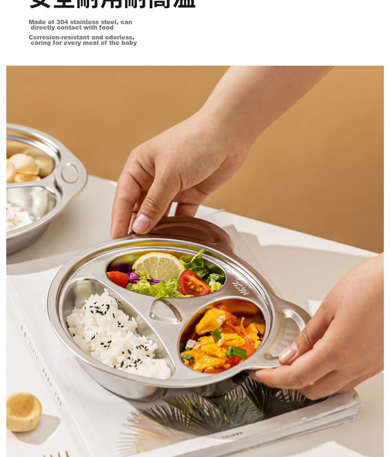 Детская тарелка COOKSS из нержавеющей стали, 304, с разделителями, для кормления младенцев