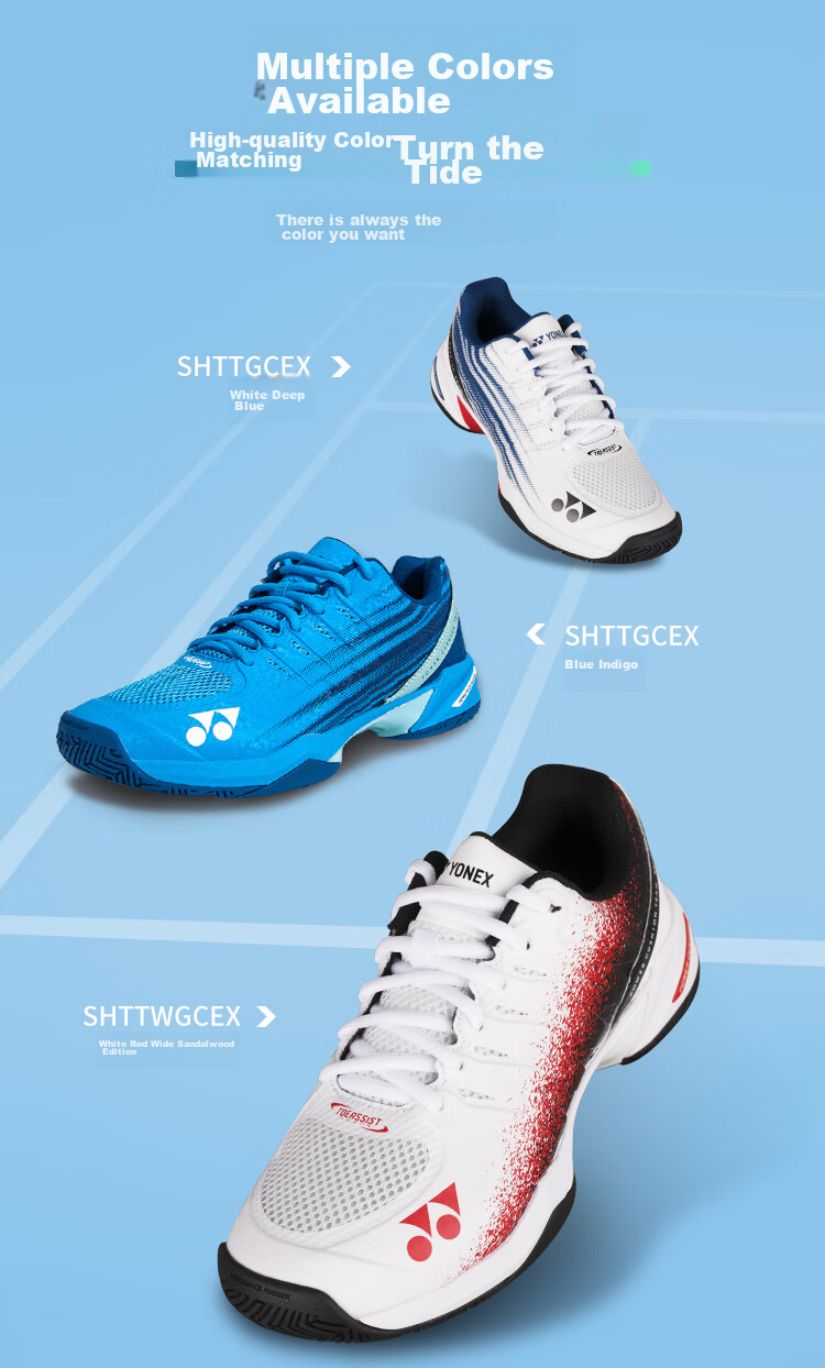 YONEX Теннисные кроссовки, противоскользящие, амортизирующие, профессиональные спортивные кроссовки для соревнований и тренировок SHTTWGCEX, белый/красный, размер 43