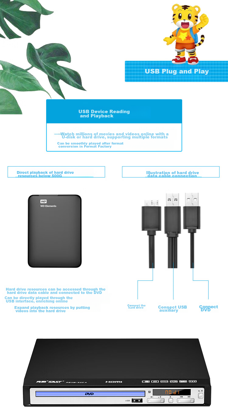 DVD-плеер SAST PDVD-799A, с HDMI, USB, поддержка MP3, AVI, VCD, CD, DVD
