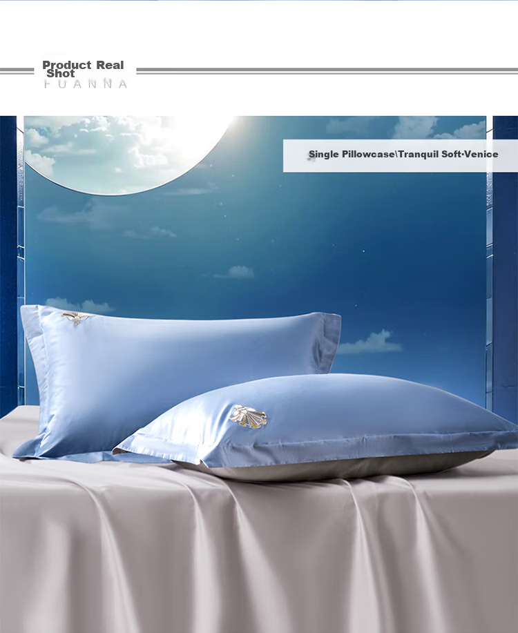 Наволочка FUANNA Home Textile, 60S Long-Staple Cotton Sateen, Комплект из двух штук, 74*48см, Синий