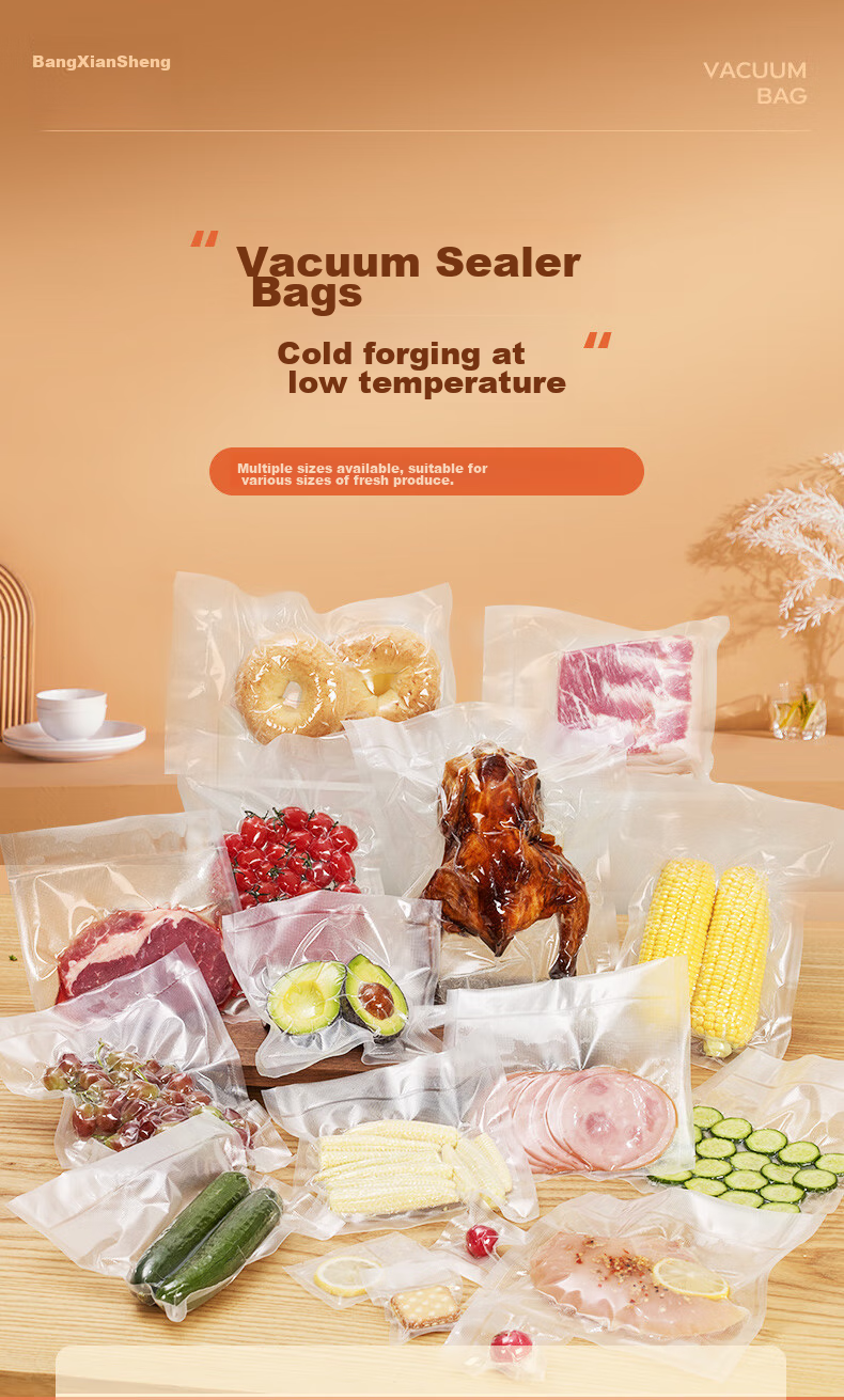 Вакуумный упаковщик Bangxiansheng, пакеты для хранения продуктов, упаковочная машина, вакуумные пакеты, утолщенные пластиковые пакеты для запечатывания, бытовые пакеты для хранения продуктов, 10x15 см/100 шт., обновленная версия