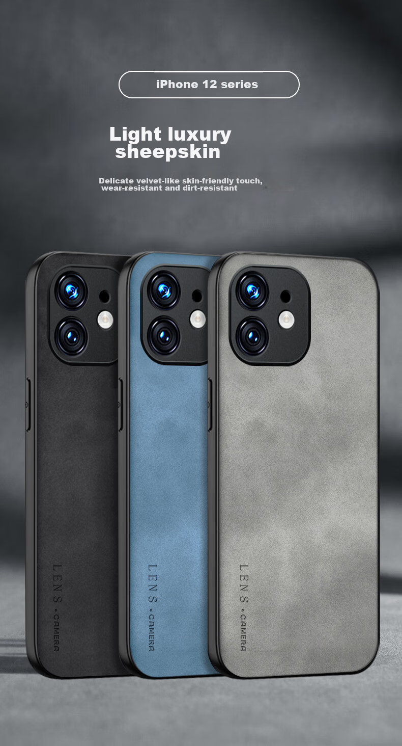 Чехол для Apple iPhone 12 SHIYONG, из натуральной кожи, синий