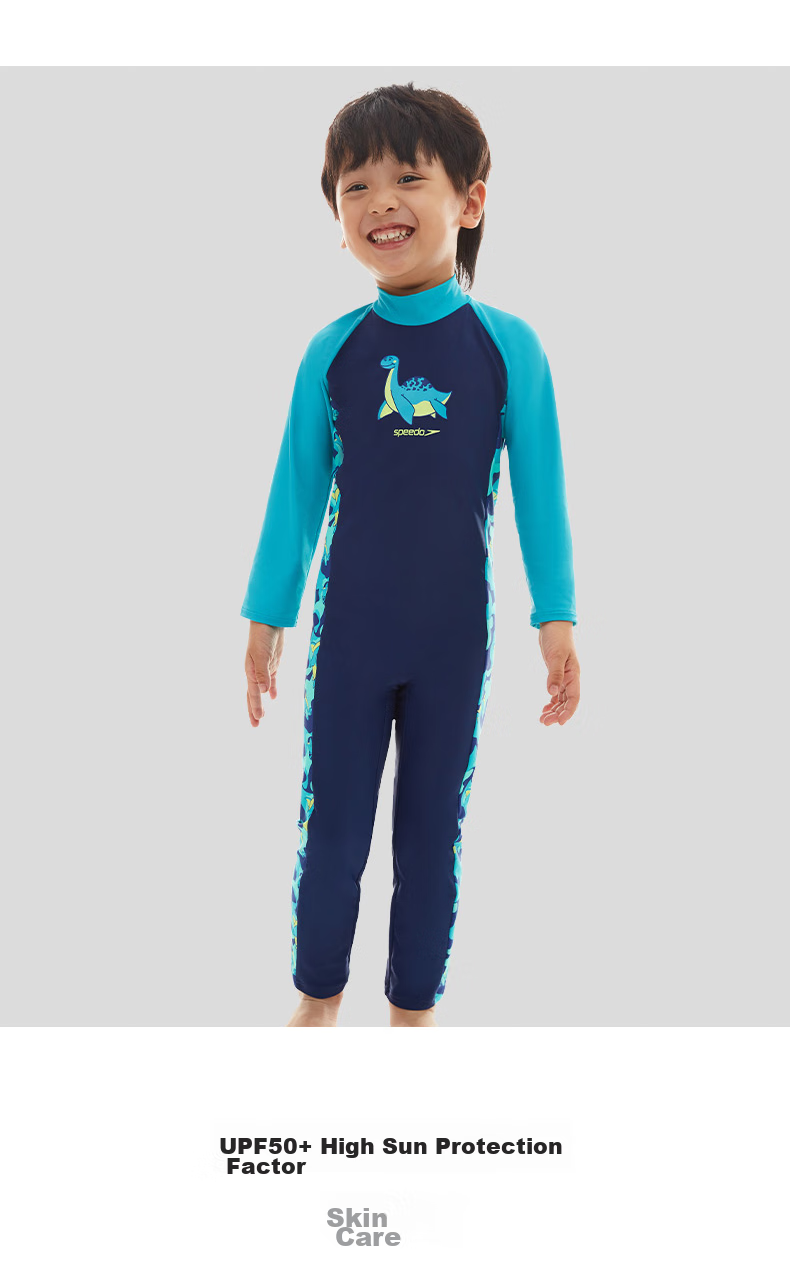 Детский купальник Speedo с длинным рукавом и штанинами, защита от солнца, устойчивый к хлору, цельный купальник для девочек, розовый, размер 115