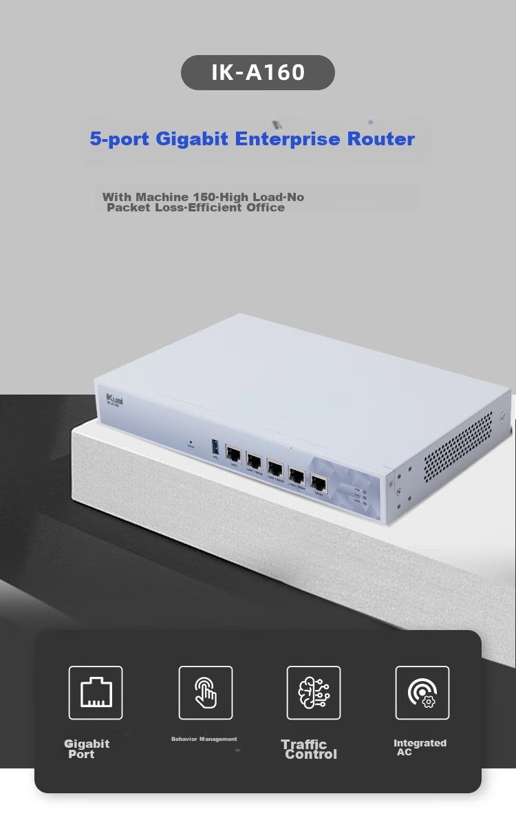 Wi-Fi роутер iKuai A160, 5-портовый гигабитный, 1000 Мбит/с, с USB 3.0, металлический корпус, для офиса