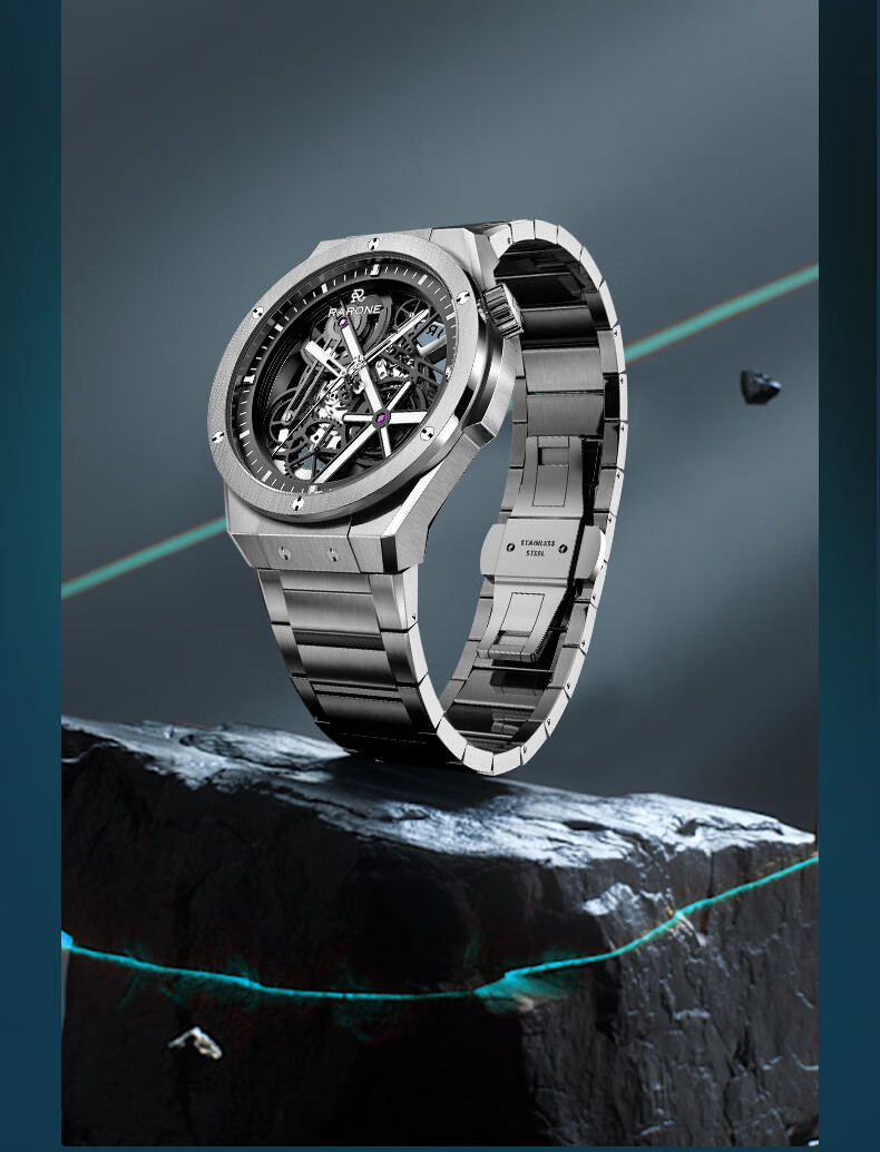 Мужские механические часы RARONE Gemini X Luminous Edition с прозрачной задней крышкой