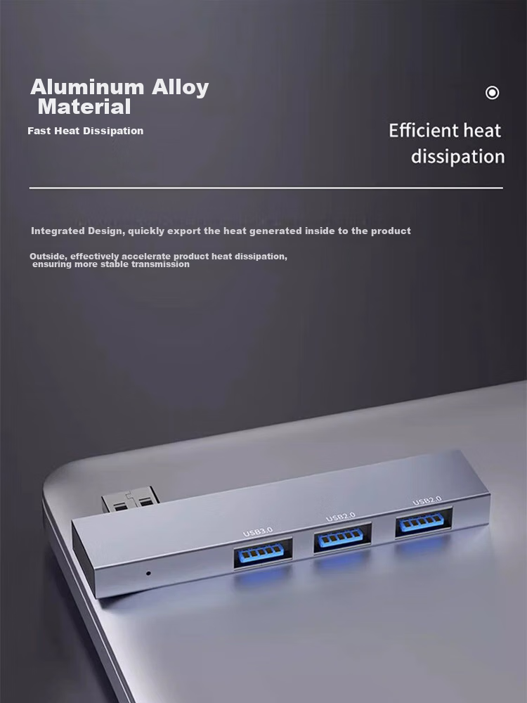 USB-хаб Youlianxing YLX-34ARC, 4 порта, USB 2.0, USB 3.0, Type-C, алюминиевый сплав, серый