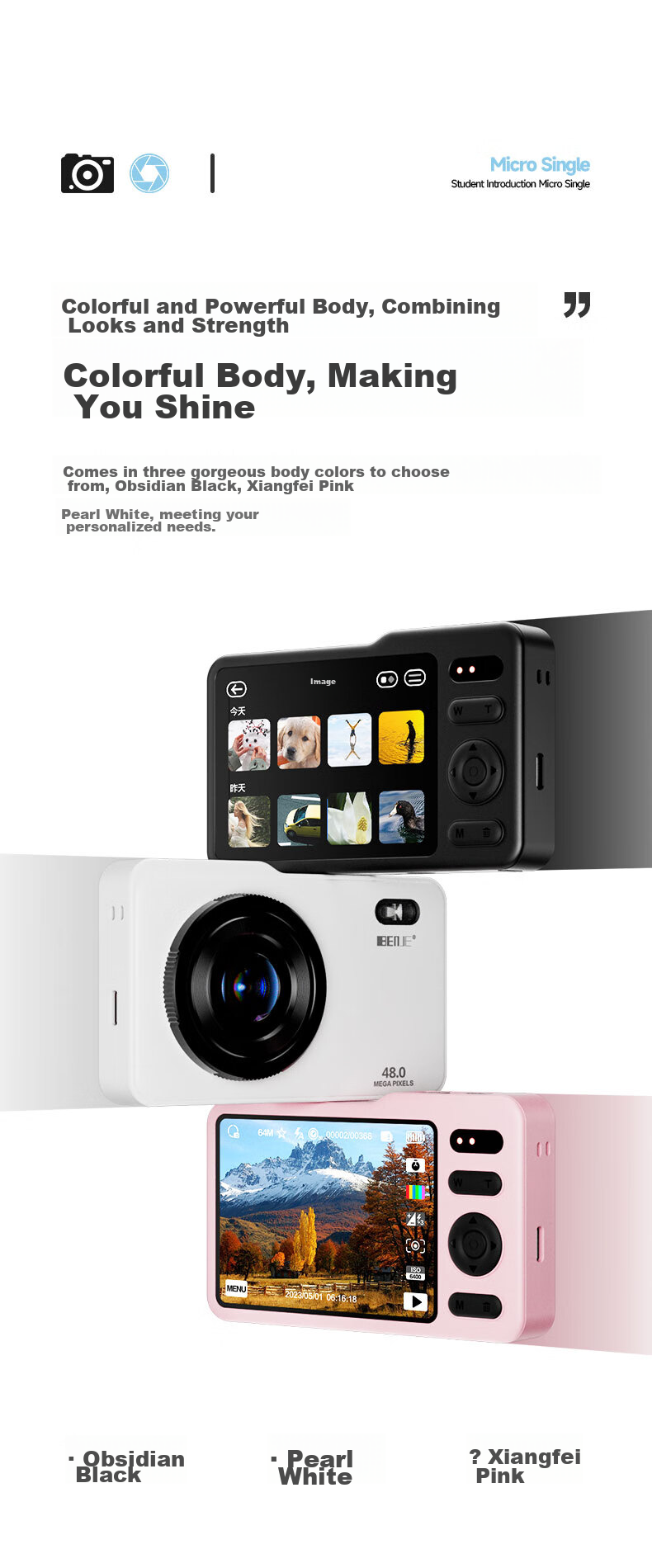 Детский цифровой фотоаппарат BENJIE M9, для студентов, CCD, портативный, с передачей на телефон, 40-50 Мп, анти-шок, низкая задержка, 2.4-дюймовый IPS экран, 32 ГБ, черный