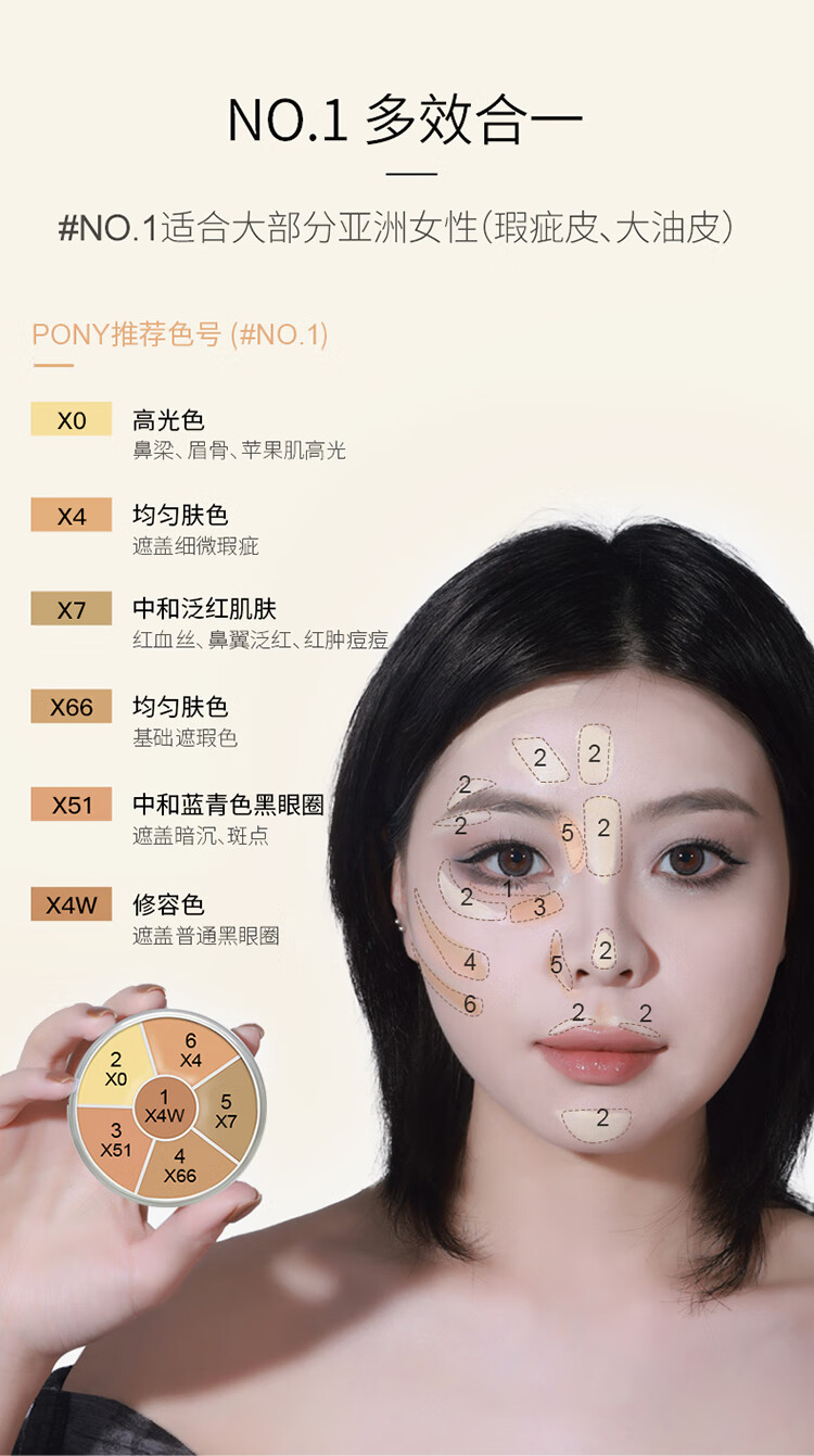 KRYOLAN德国进口面具歌剧魅影遮瑕修容膏盘40g（1号色 遮痘印）