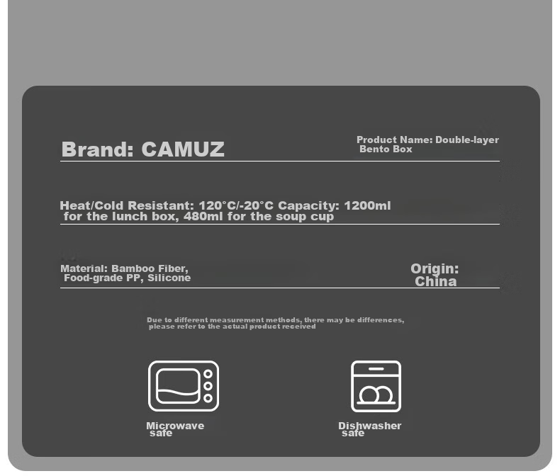 Ланч-бокс CAMUZ с двойным дном для офисных работников, герметичный японский бенто-бокс с разделителями, белый, 1200 мл