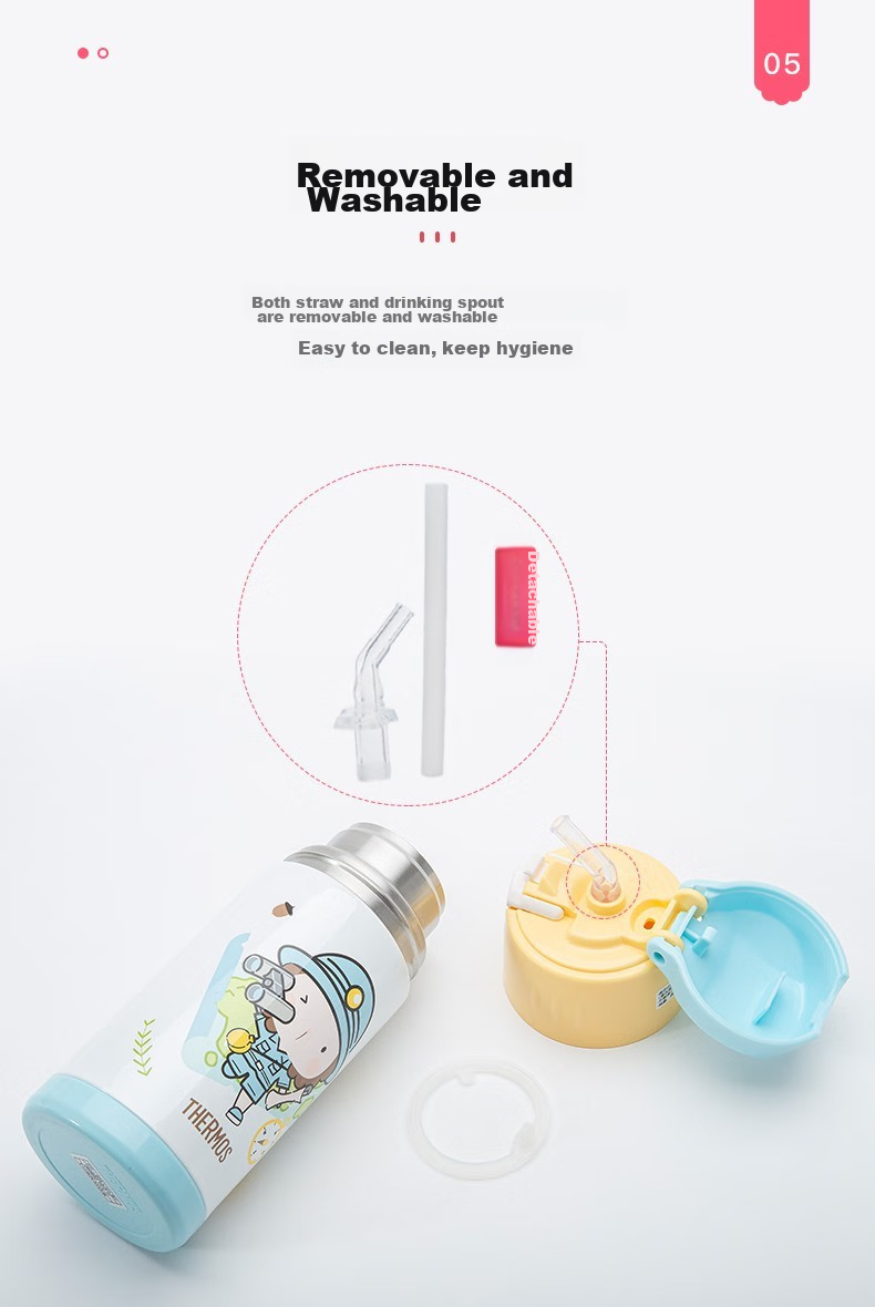 Термокружка THERMOS FFI Red, 360 мл, с трубочкой, из нержавеющей стали 304, для детей и взрослых