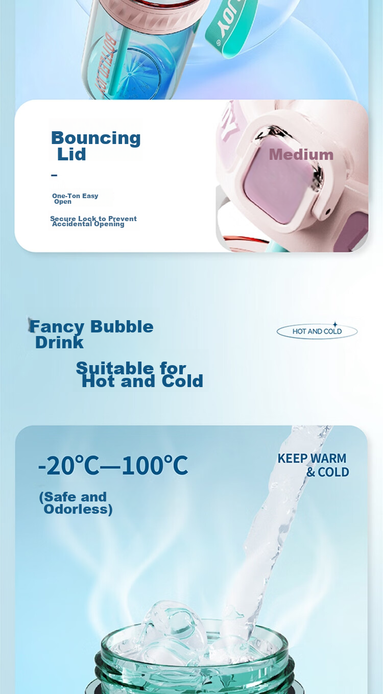 Бутылка для воды BOTTLED JOY Dundun Limited Edition, большая емкость, термостойкая, с лямкой, 750 мл, Зеленый монстр