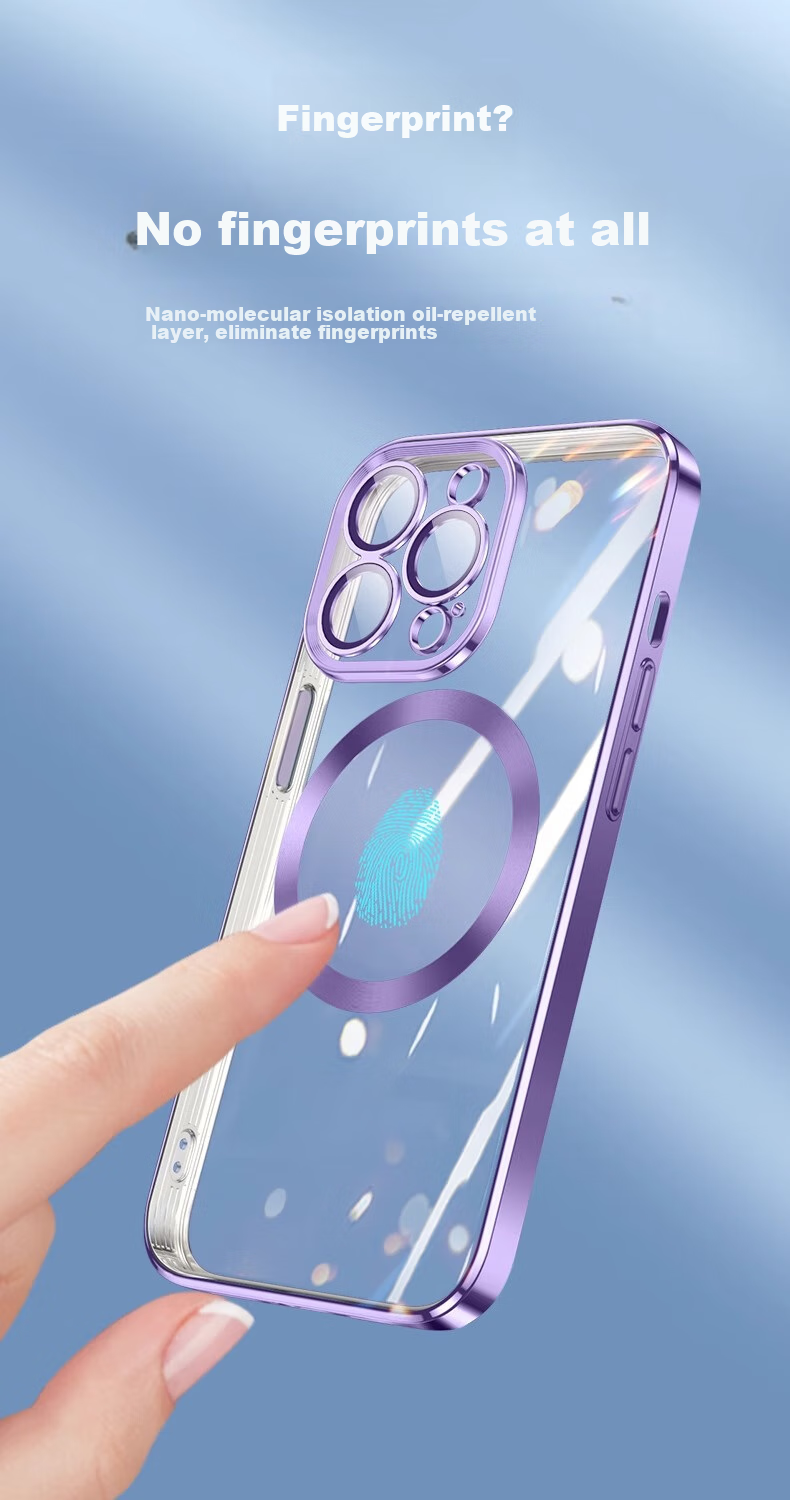 Чехол для iPhone 13 Pro Max ZHIWEISHI, прозрачный, антиударный, с магнитной функцией, черная графитовая рамка