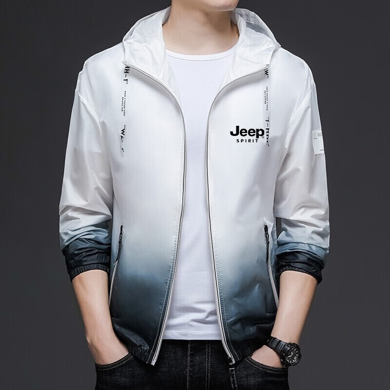 Мужская куртка JEEP SPIRIT, солнцезащитная, с капюшоном, легкая, для рыбалки, синяя, 4XL