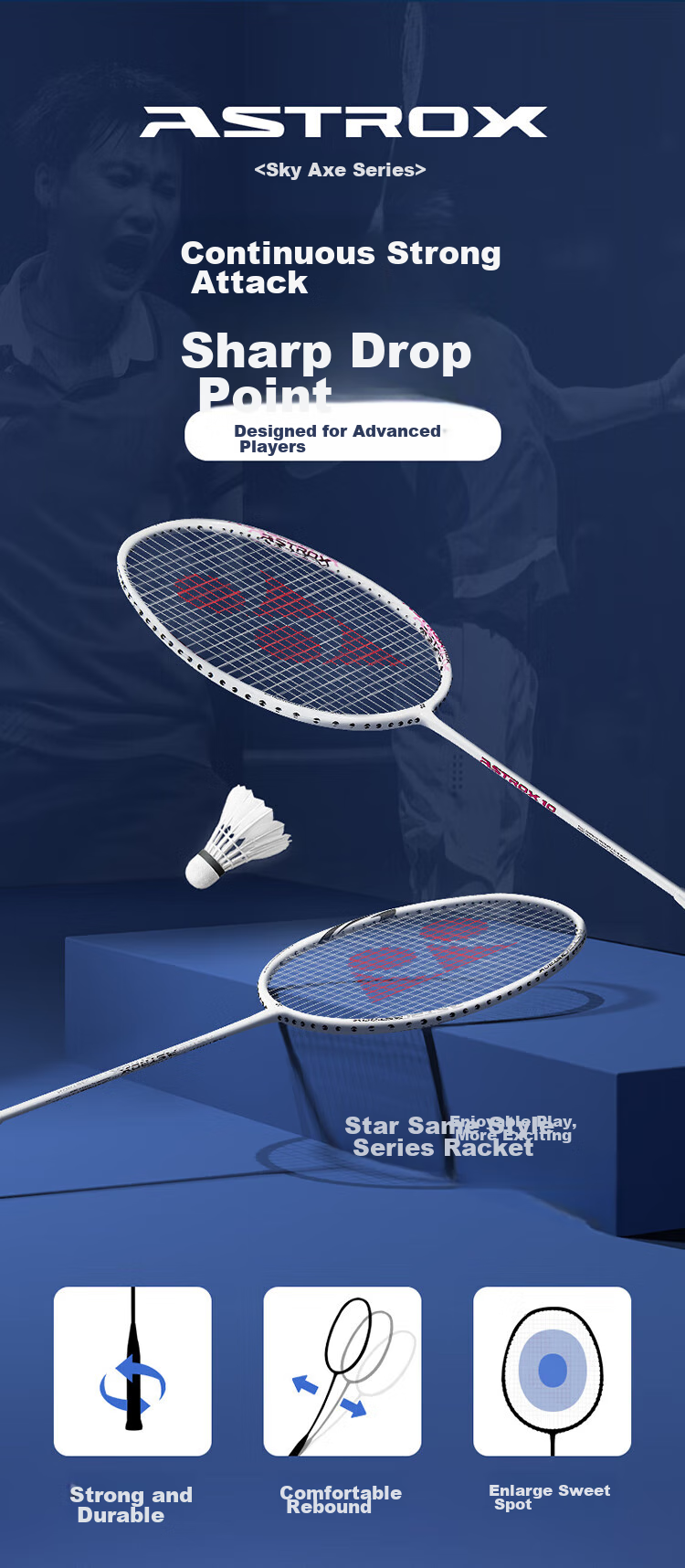 Бадминтонная ракетка YONEX Astrox AX10GC, полнокарбоновая, 4U, струнная, белая и ярко-черная