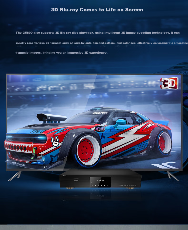 Blu-ray плеер GIEC BDP-G5800 4K UHD, Домашний кинотеатр, Dolby Vision HDR, Воспроизведение с USB HDD