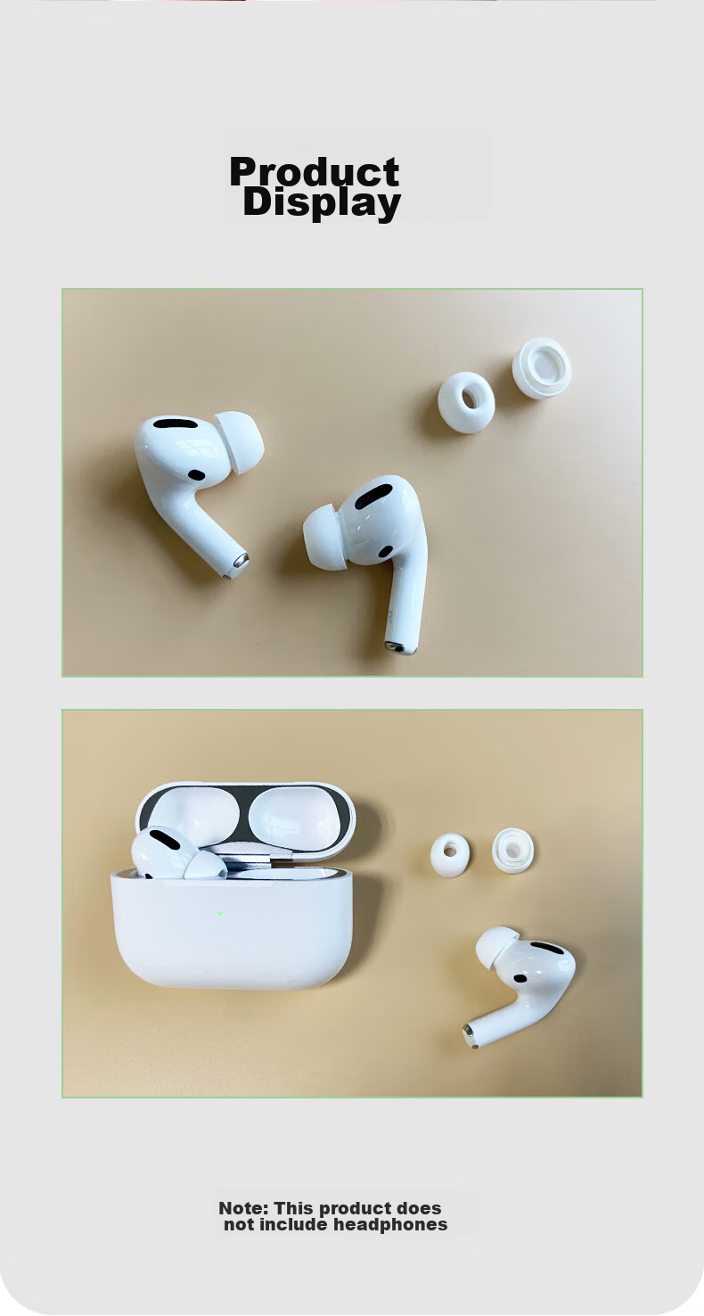 Masentek Насадки для наушников ES10, 4 пары, силиконовые, для Apple AirPods Pro 1/2, с шумоподавлением, маленький размер