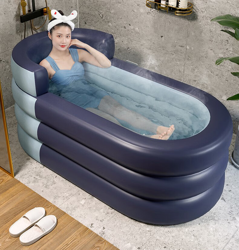 Надувная ванна Adandyish без установки, беспроводная, складная, полнотелая, синяя, 1.4 метра, 3 слоя