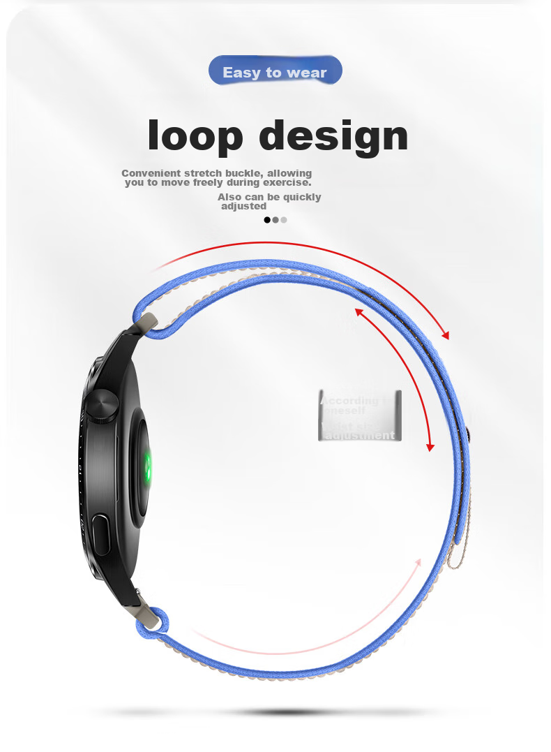 Ремешок Weiqiantu из нейлона для Huawei Watch GT 6/GT5/GT4/GT3/4 Pro, черный с серым, 46/48 мм